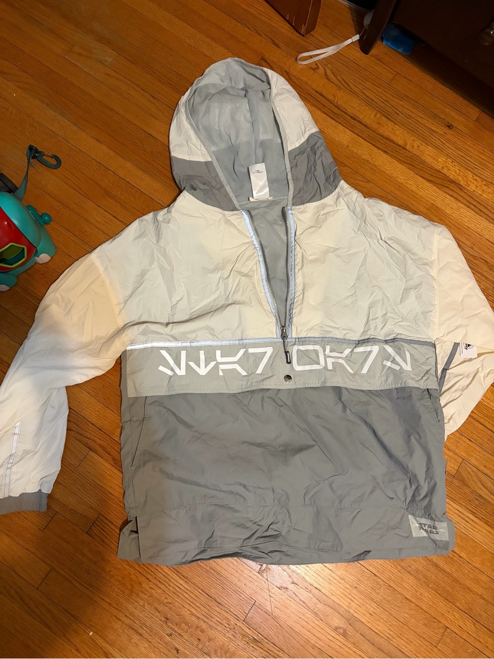 Disney White & Gray Hooded Rain Jacket for Kids